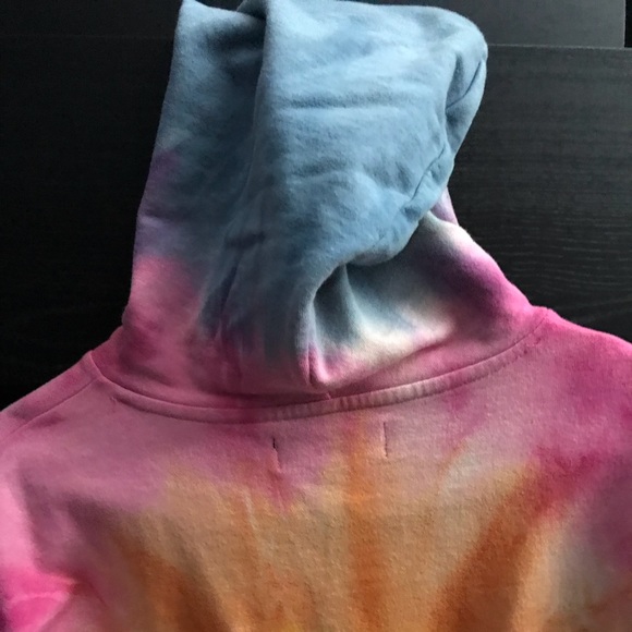 Tie dye short sleeve cozy hoodie sweater - Picture 3 of 4
